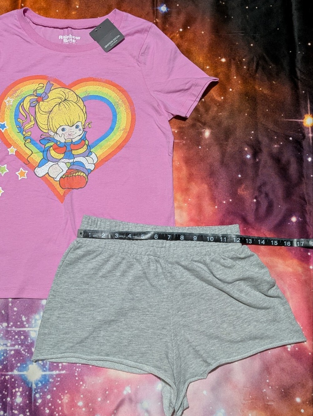 Rainbow Brite Pink Short Sleeve Pajama Set Size Small - Picture 6 of 6